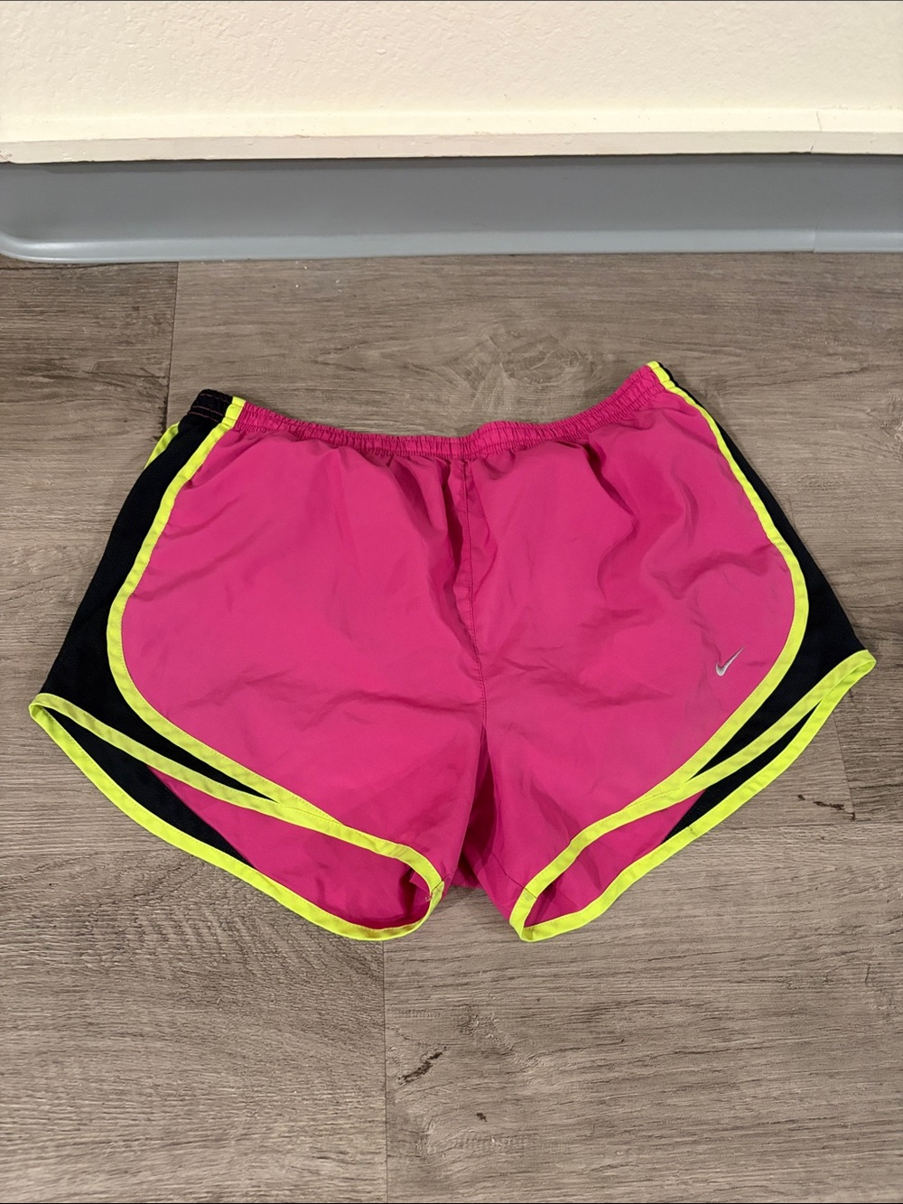 Nike Women's Pink Running Shorts with Neon Trim